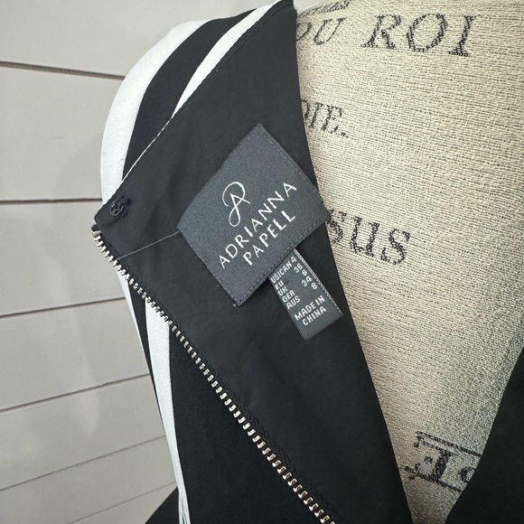 Adrianna Papell Black and White Shift Dress Color Block Sz 4 - Picture 5 of 7